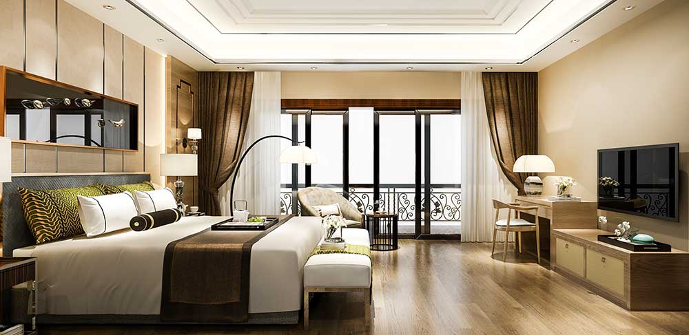 Spacious living room design concept for 4 BHK apartment